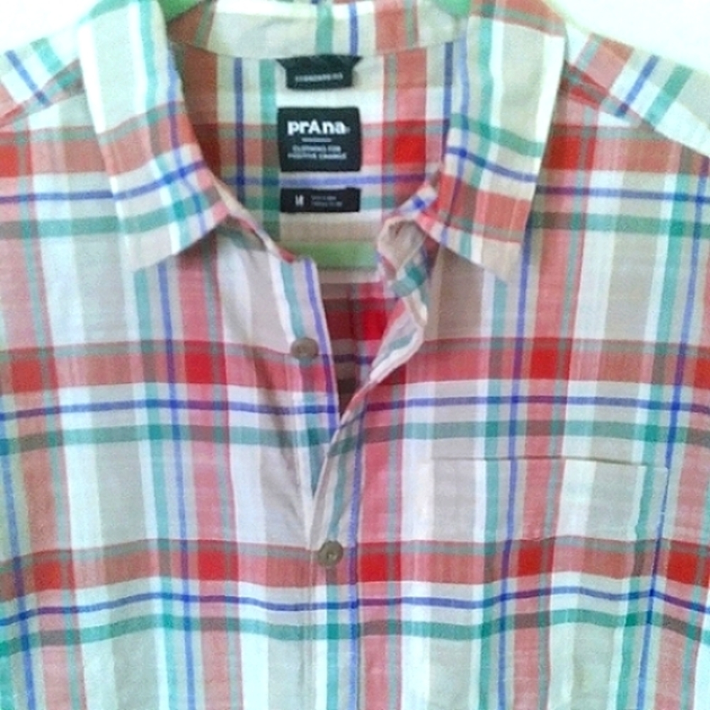Prana Plaid Short Sleeve‎ Outdoors Gorpcore Camping Climbing Hiking Shirt Medium